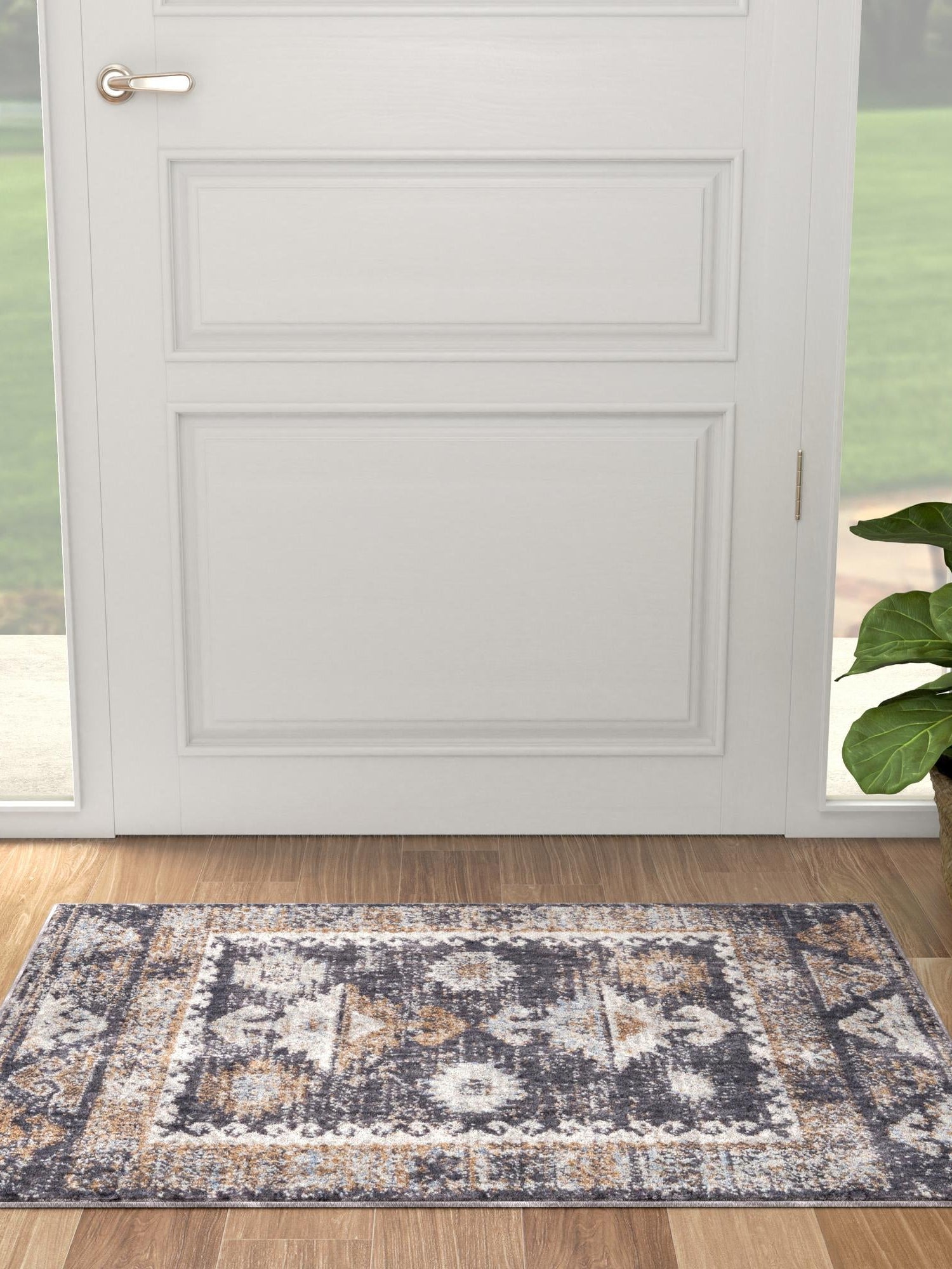 Charcoal Gray 5' 3 x 8' Eco Southwestern Rectangle Area Rug 100% Recycled Space Dyed Polyester With Cotton Backing Carpet for Natural Home Decor for Sale at Rug Engine