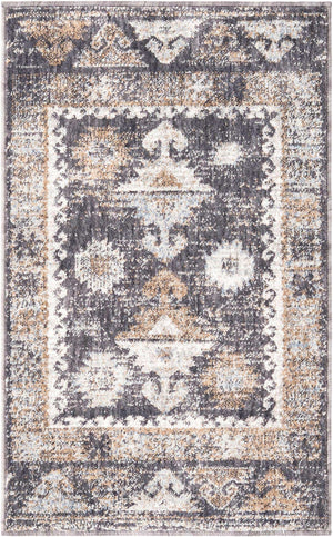 Charcoal Gray 2' x 3' Eco Southwestern Rectangle Area Rug 100% Recycled Space Dyed Polyester With Cotton Backing Carpet for Natural Home Decor for Sale at Rug Engine
