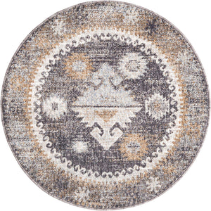 Charcoal Gray 3' 3 x 3' 3 Eco Southwestern Round Area Rug 100% Recycled Space Dyed Polyester With Cotton Backing Carpet for Natural Home Decor for Sale at Rug Engine