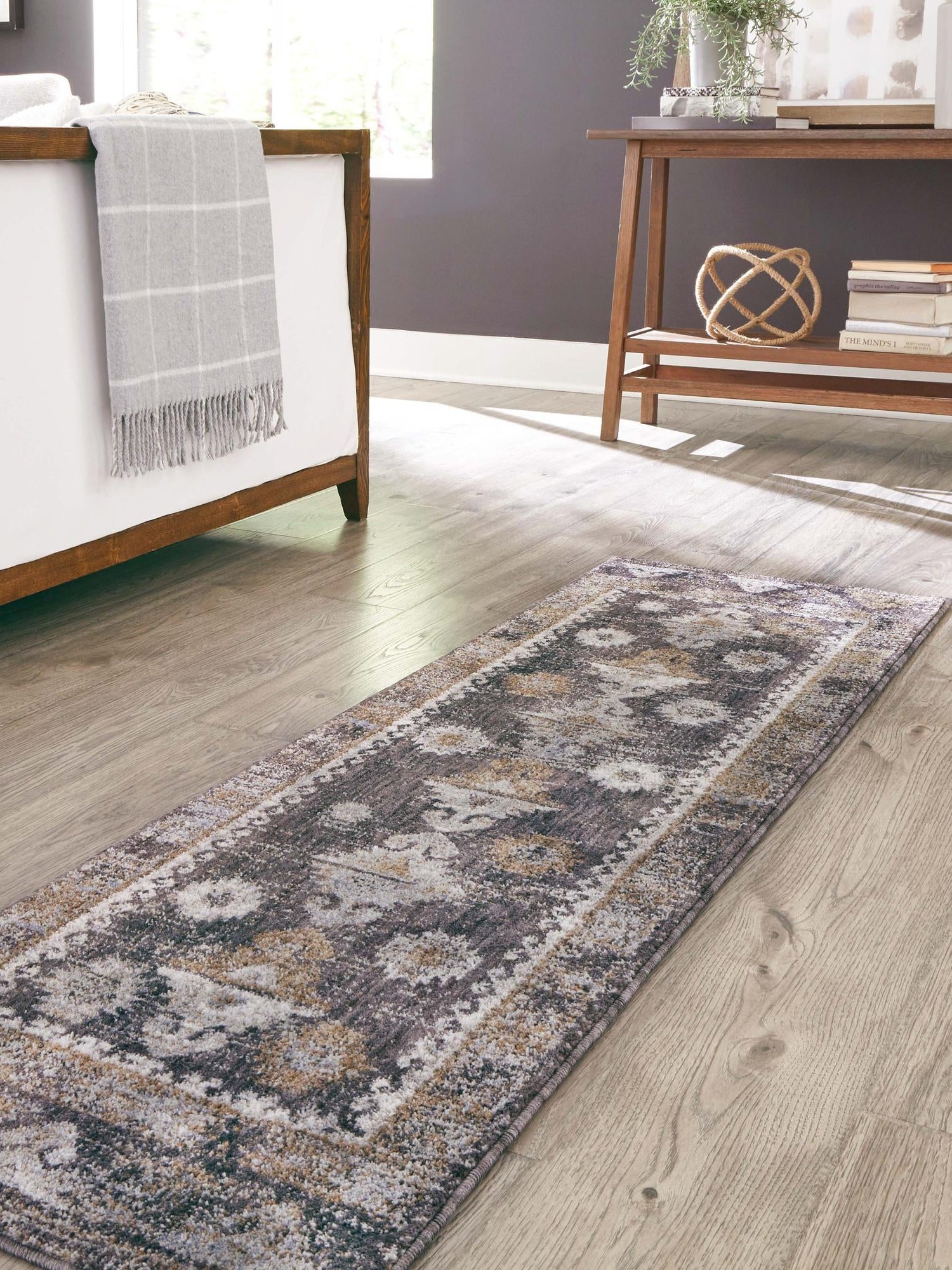 Charcoal Gray 2' x 6' Eco Southwestern Runner Area Rug 100% Recycled Space Dyed Polyester With Cotton Backing Carpet for Natural Home Decor for Sale at Rug Engine