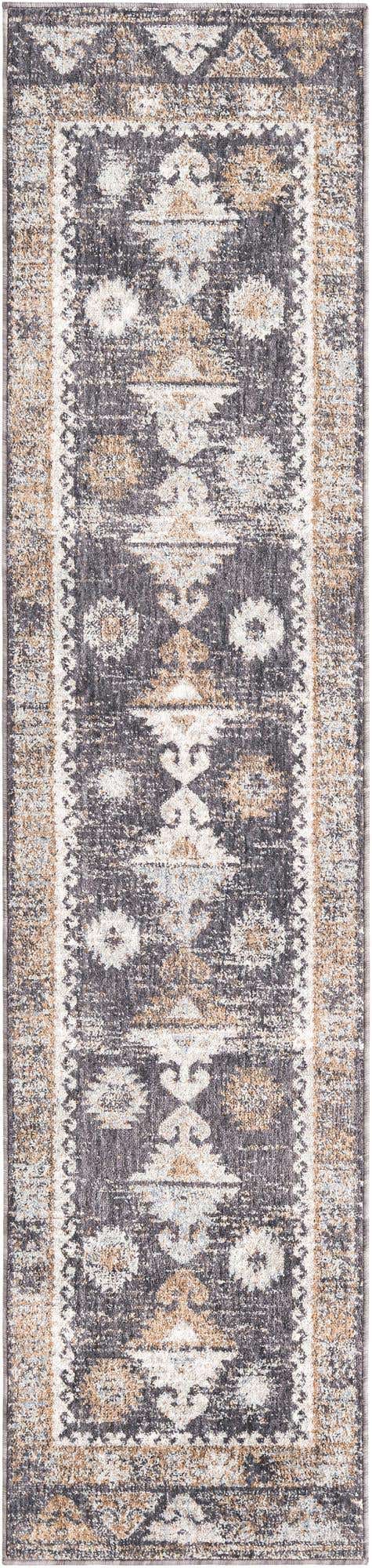 Charcoal Gray 2' x 8' Eco Southwestern Runner Area Rug 100% Recycled Space Dyed Polyester With Cotton Backing Carpet for Natural Home Decor for Sale at Rug Engine