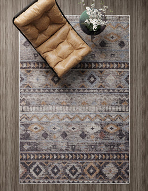 Khaki Gray 7' 10 x 10' Eco Southwestern Rectangle Area Rug 100% Recycled Space Dyed Polyester With Cotton Backing Carpet for Natural Home Decor for Sale at Rug Engine
