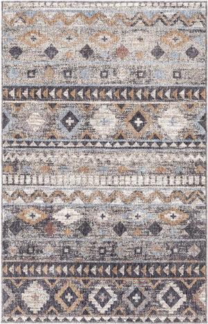 Khaki Gray 4' x 6' Eco Southwestern Rectangle Area Rug 100% Recycled Space Dyed Polyester With Cotton Backing Carpet for Natural Home Decor for Sale at Rug Engine