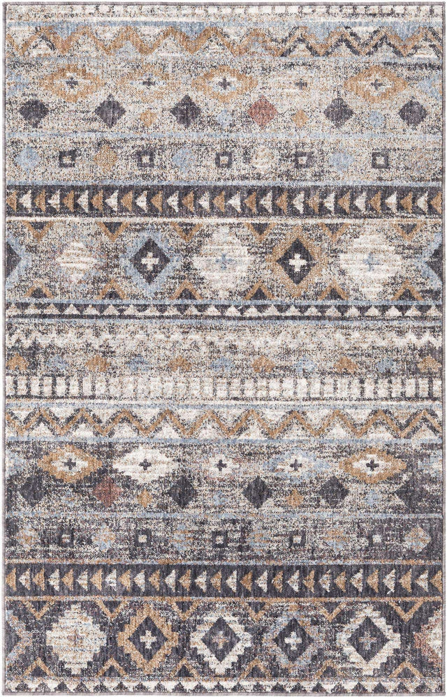 Khaki Gray 4' x 6' Eco Southwestern Rectangle Area Rug 100% Recycled Space Dyed Polyester With Cotton Backing Carpet for Natural Home Decor for Sale at Rug Engine