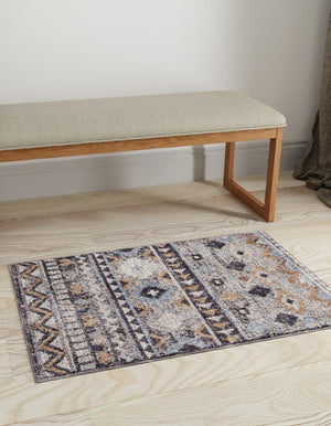 Khaki Gray 2' x 3' Eco Southwestern Rectangle Area Rug 100% Recycled Space Dyed Polyester With Cotton Backing Carpet for Natural Home Decor for Sale at Rug Engine
