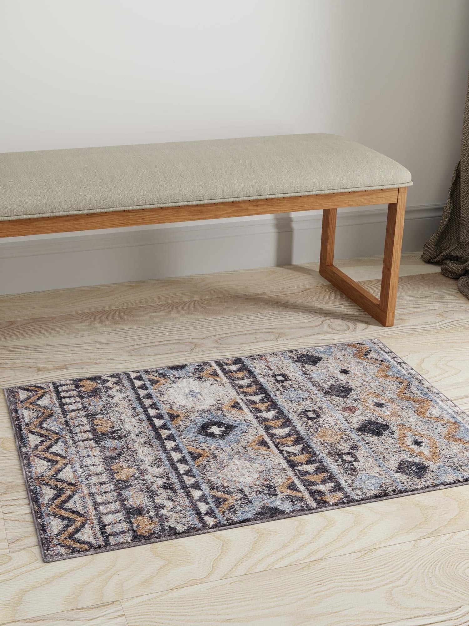 Khaki Gray 5' 3 x 8' Eco Southwestern Rectangle Area Rug 100% Recycled Space Dyed Polyester With Cotton Backing Carpet for Natural Home Decor for Sale at Rug Engine