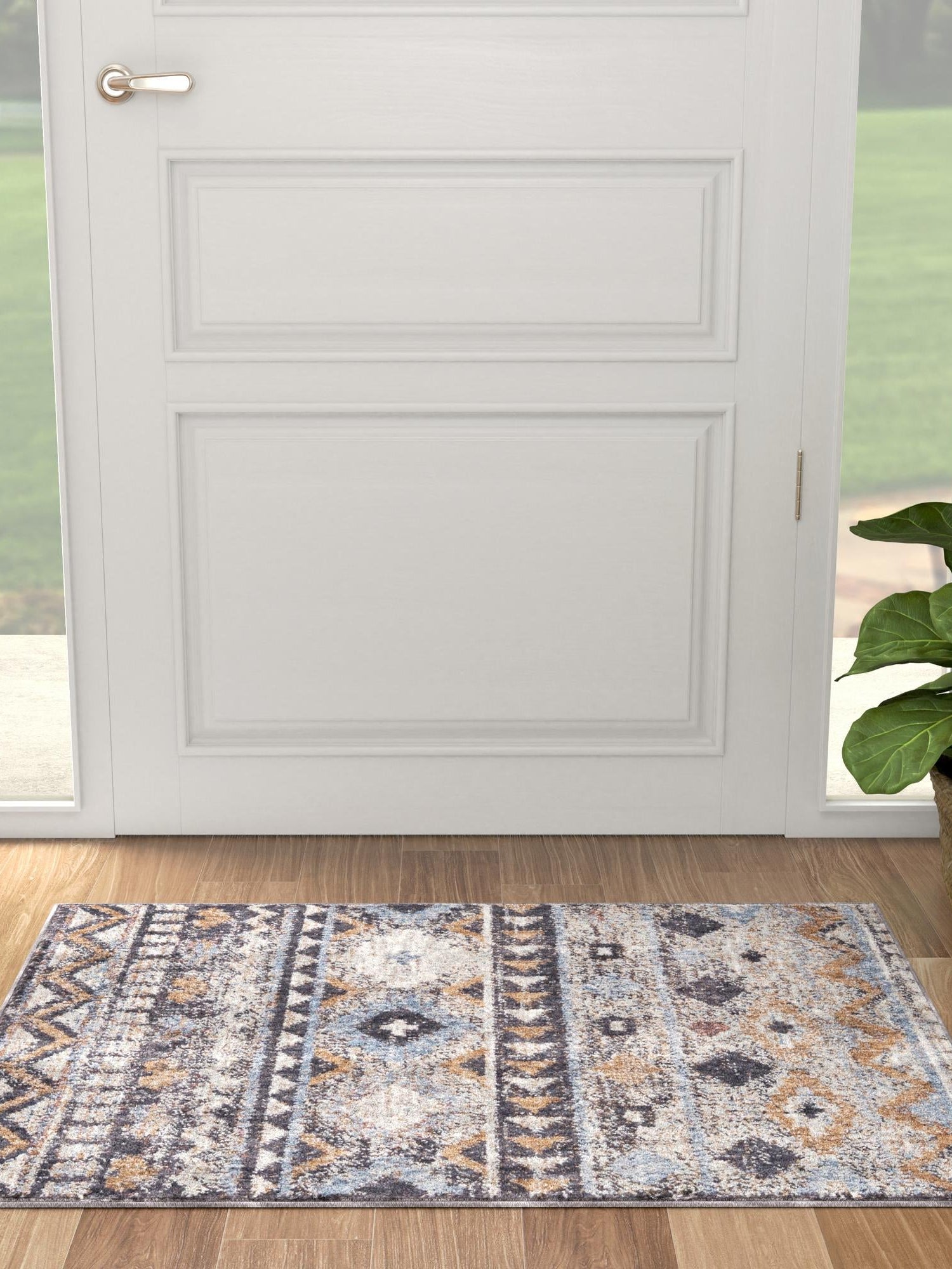 Khaki Gray 5' 3 x 8' Eco Southwestern Rectangle Area Rug 100% Recycled Space Dyed Polyester With Cotton Backing Carpet for Natural Home Decor for Sale at Rug Engine