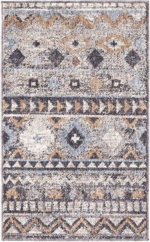 Khaki Gray 2' x 3' Eco Southwestern Rectangle Area Rug 100% Recycled Space Dyed Polyester With Cotton Backing Carpet for Natural Home Decor for Sale at Rug Engine