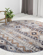 Khaki Gray 3' 3 x 3' 3 Eco Southwestern Round Area Rug 100% Recycled Space Dyed Polyester With Cotton Backing Carpet for Natural Home Decor for Sale at Rug Engine