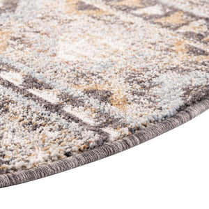 Khaki Gray 3' 3 x 3' 3 Eco Southwestern Round Area Rug 100% Recycled Space Dyed Polyester With Cotton Backing Carpet for Natural Home Decor for Sale at Rug Engine