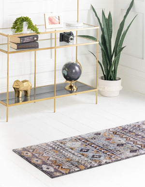 Khaki Gray 2' x 6' Eco Southwestern Runner Area Rug 100% Recycled Space Dyed Polyester With Cotton Backing Carpet for Natural Home Decor for Sale at Rug Engine