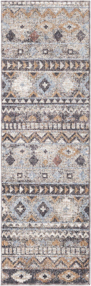 Khaki Gray 2' x 6' Eco Southwestern Runner Area Rug 100% Recycled Space Dyed Polyester With Cotton Backing Carpet for Natural Home Decor for Sale at Rug Engine