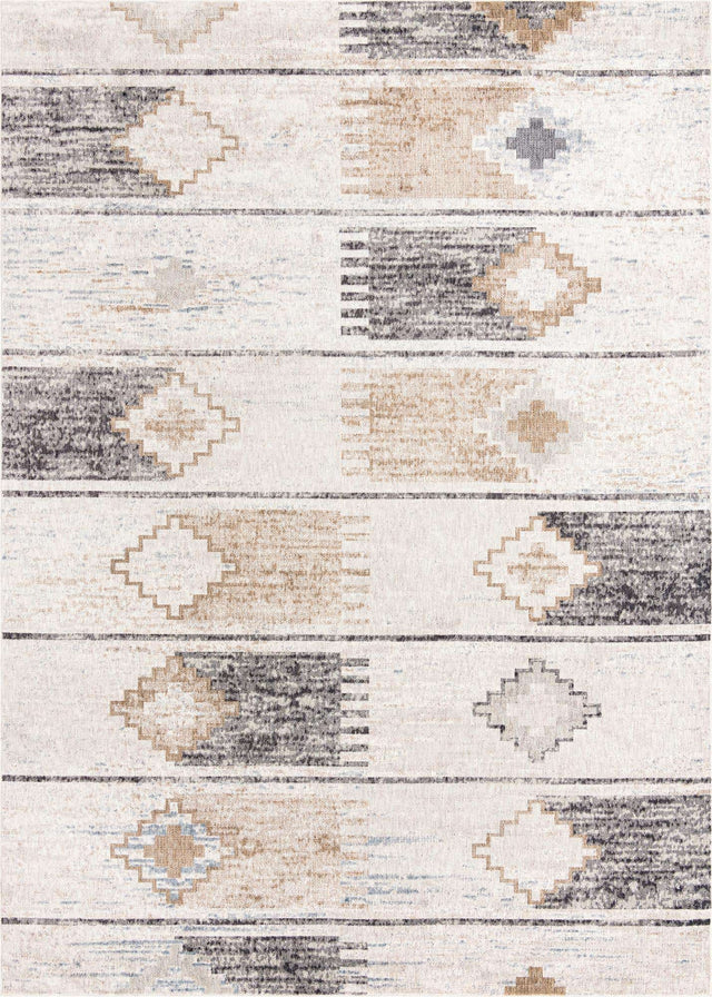 Ivory 10' x 13' Eco Southwestern Rectangle Area Rug 100% Recycled Space Dyed Polyester With Cotton Backing Carpet for Natural Home Decor for Sale at Rug Engine