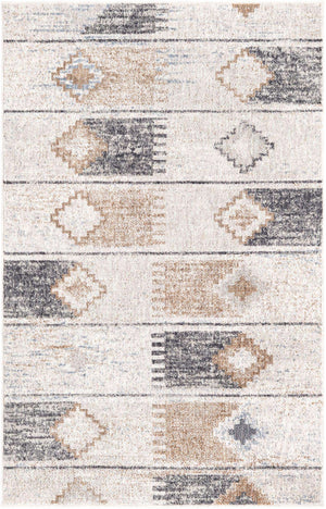 Ivory 4' x 6' Eco Southwestern Rectangle Area Rug 100% Recycled Space Dyed Polyester With Cotton Backing Carpet for Natural Home Decor for Sale at Rug Engine