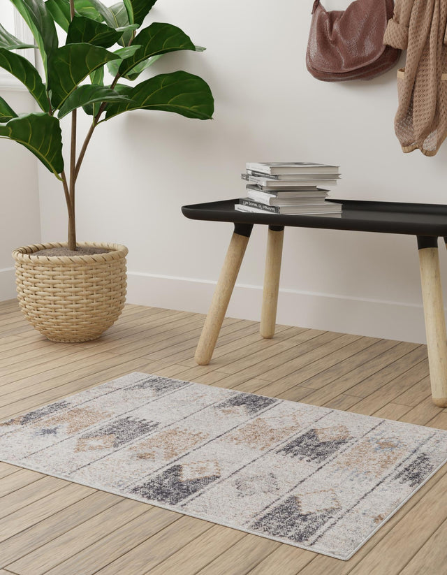 Ivory 10' x 13' Eco Southwestern Rectangle Area Rug 100% Recycled Space Dyed Polyester With Cotton Backing Carpet for Natural Home Decor for Sale at Rug Engine