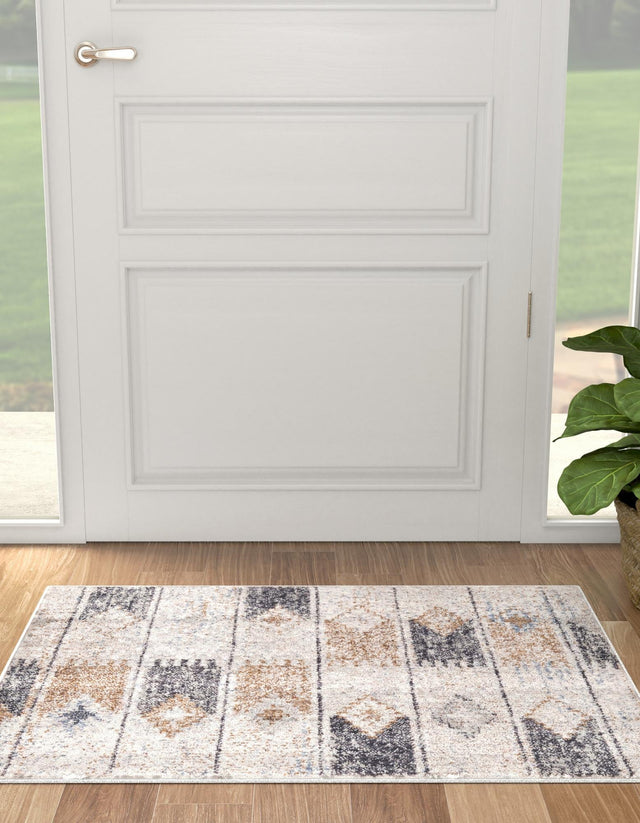 Ivory 10' x 13' Eco Southwestern Rectangle Area Rug 100% Recycled Space Dyed Polyester With Cotton Backing Carpet for Natural Home Decor for Sale at Rug Engine