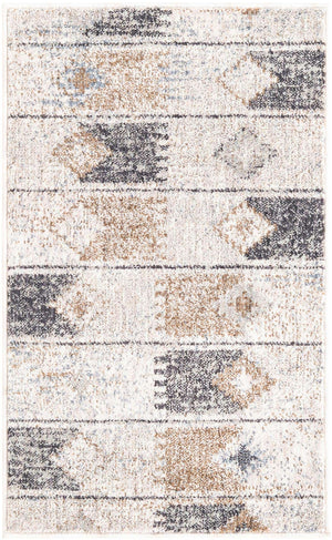Ivory 2' x 3' Eco Southwestern Rectangle Area Rug 100% Recycled Space Dyed Polyester With Cotton Backing Carpet for Natural Home Decor for Sale at Rug Engine