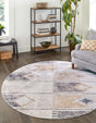 Ivory 3' 3 x 3' 3 Eco Southwestern Round Area Rug 100% Recycled Space Dyed Polyester With Cotton Backing Carpet for Natural Home Decor for Sale at Rug Engine