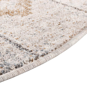 Ivory 3' 3 x 3' 3 Eco Southwestern Round Area Rug 100% Recycled Space Dyed Polyester With Cotton Backing Carpet for Natural Home Decor for Sale at Rug Engine