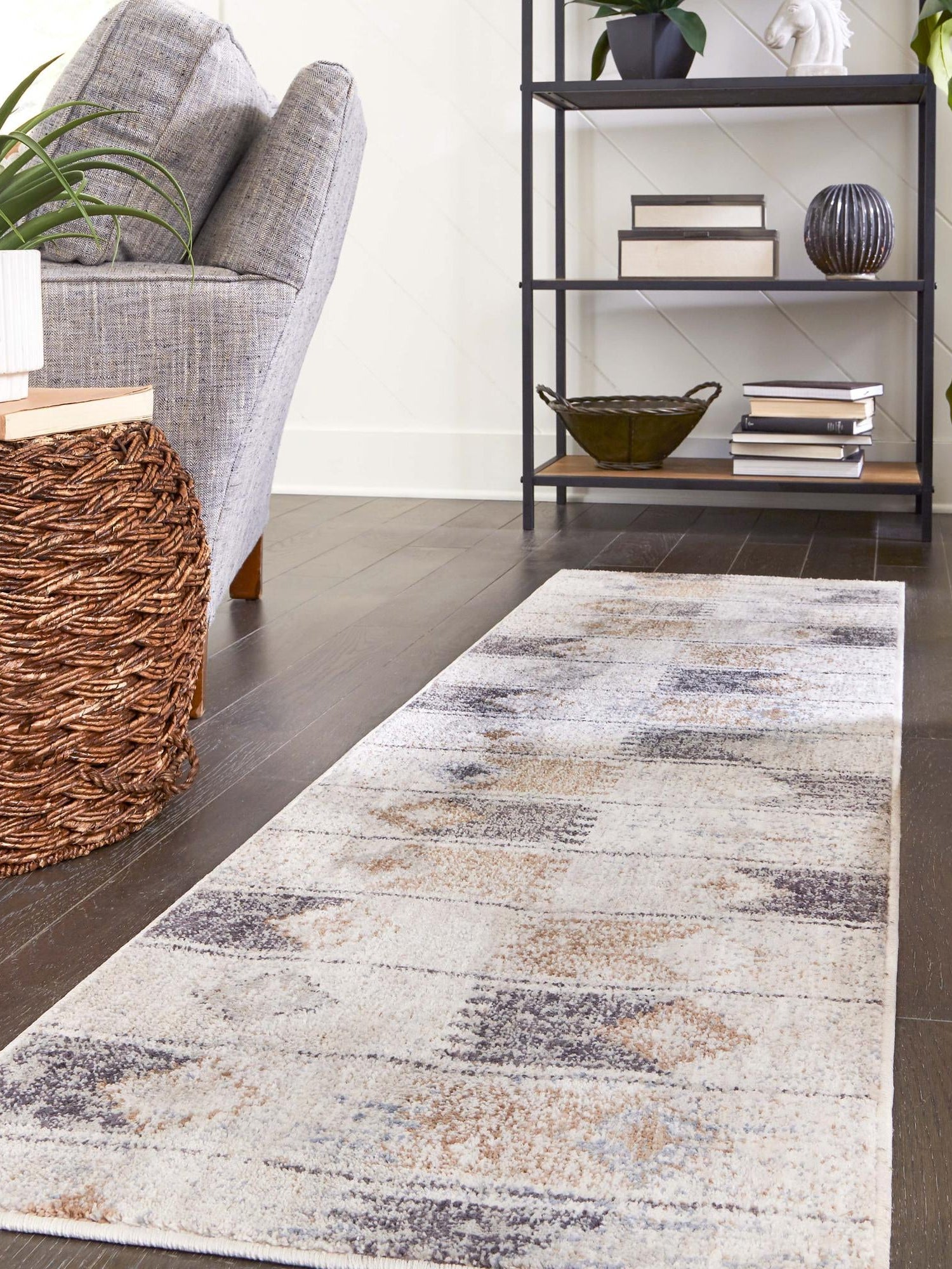 Ivory 2' x 6' Eco Southwestern Runner Area Rug 100% Recycled Space Dyed Polyester With Cotton Backing Carpet for Natural Home Decor for Sale at Rug Engine