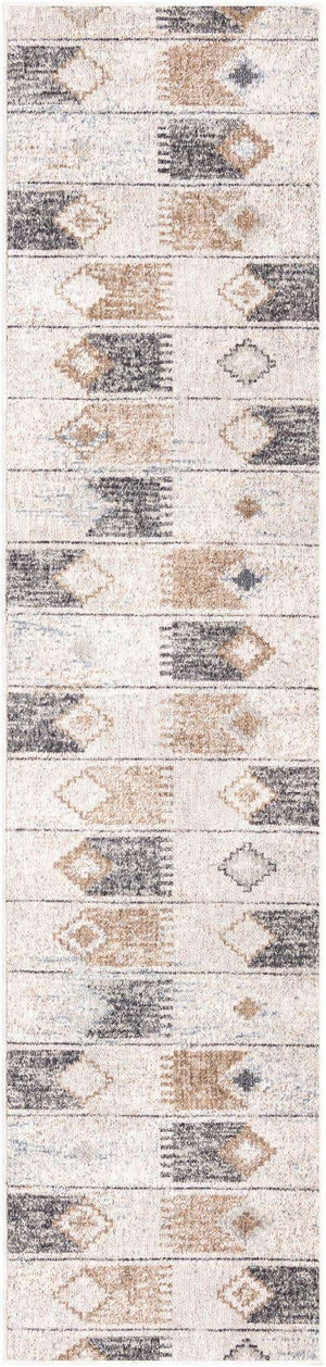 Ivory 2' x 8' Eco Southwestern Runner Area Rug 100% Recycled Space Dyed Polyester With Cotton Backing Carpet for Natural Home Decor for Sale at Rug Engine