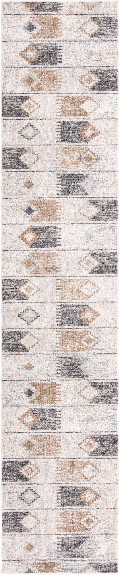 Ivory 2' 7 x 12' Eco Southwestern Runner Area Rug 100% Recycled Space Dyed Polyester With Cotton Backing Carpet for Natural Home Decor for Sale at Rug Engine