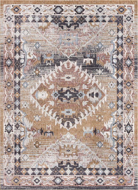 Khaki Gray 10' x 13' Eco Southwestern Rectangle Area Rug 100% Recycled Space Dyed Polyester With Cotton Backing Carpet for Natural Home Decor for Sale at Rug Engine