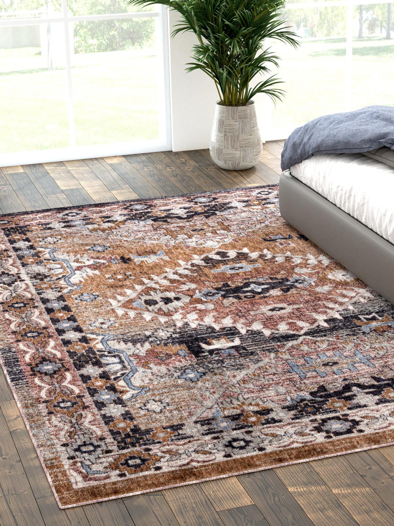Khaki Gray 2' x 3' Eco Southwestern Rectangle Area Rug 100% Recycled Space Dyed Polyester With Cotton Backing Carpet for Natural Home Decor for Sale at Rug Engine