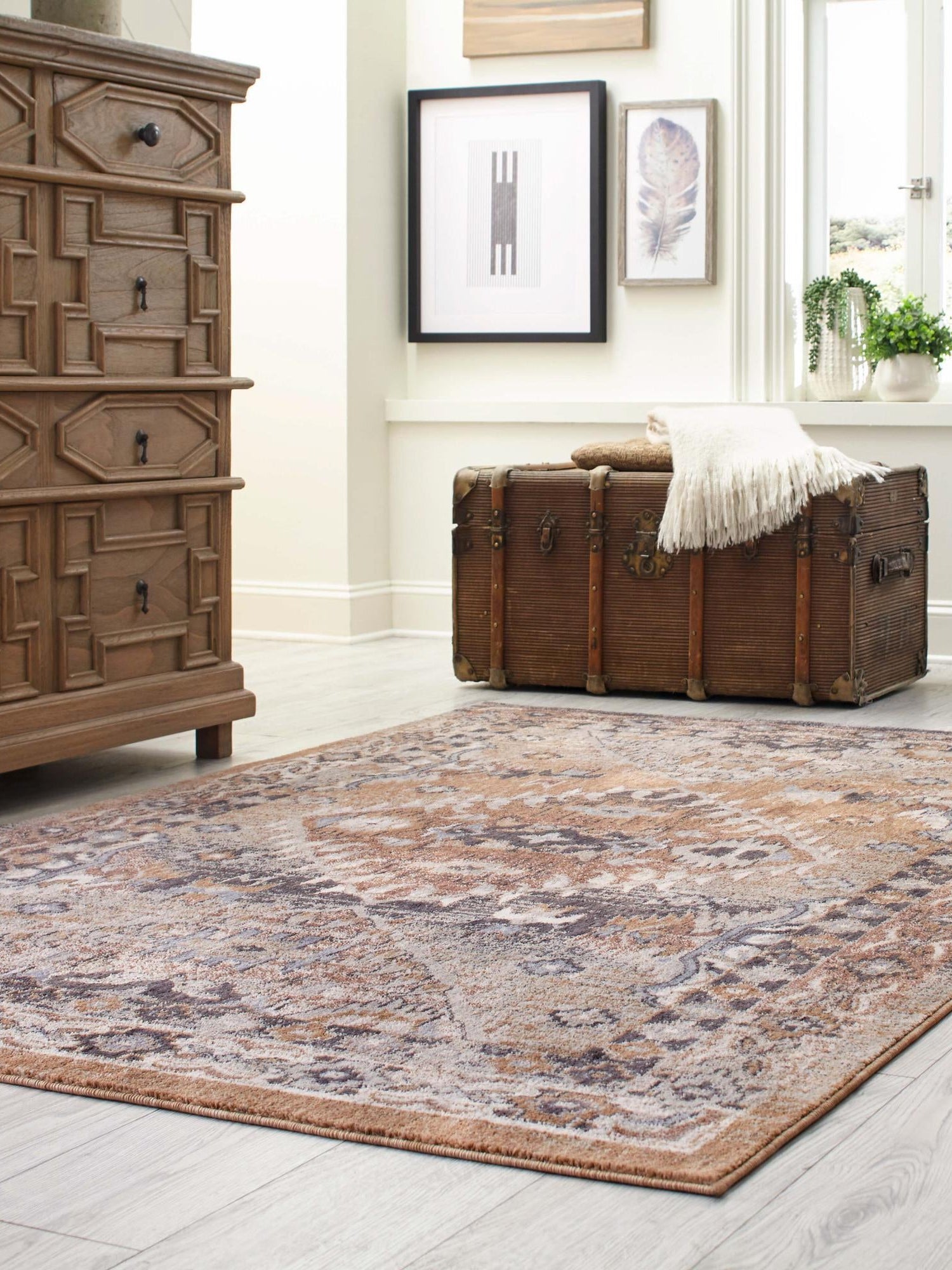 Khaki Gray 4' x 6' Eco Southwestern Rectangle Area Rug 100% Recycled Space Dyed Polyester With Cotton Backing Carpet for Natural Home Decor for Sale at Rug Engine