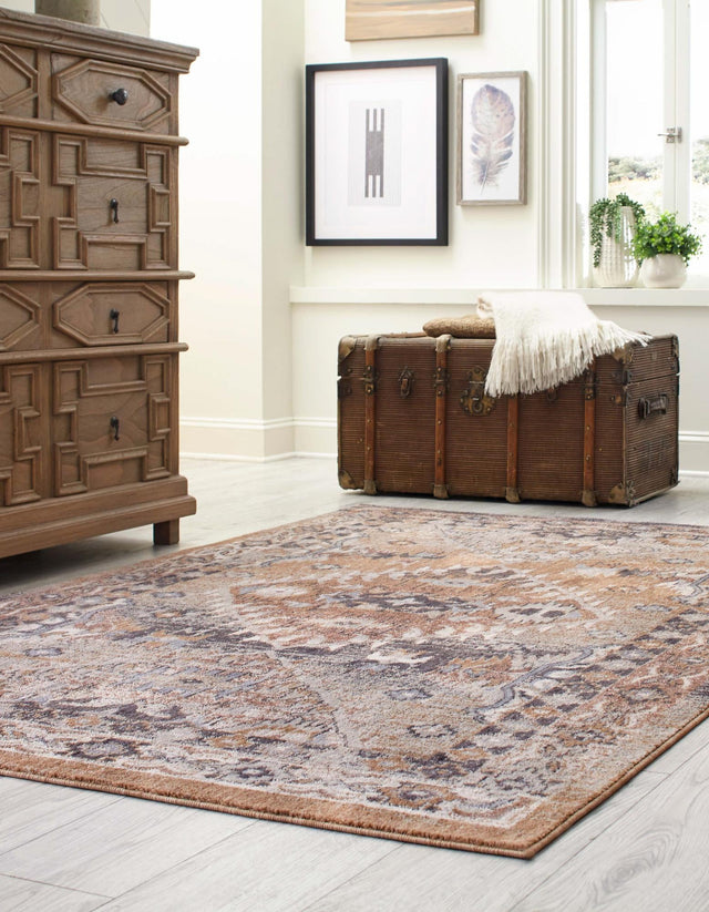 Khaki Gray 5' 3 x 8' Eco Southwestern Rectangle Area Rug 100% Recycled Space Dyed Polyester With Cotton Backing Carpet for Natural Home Decor for Sale at Rug Engine