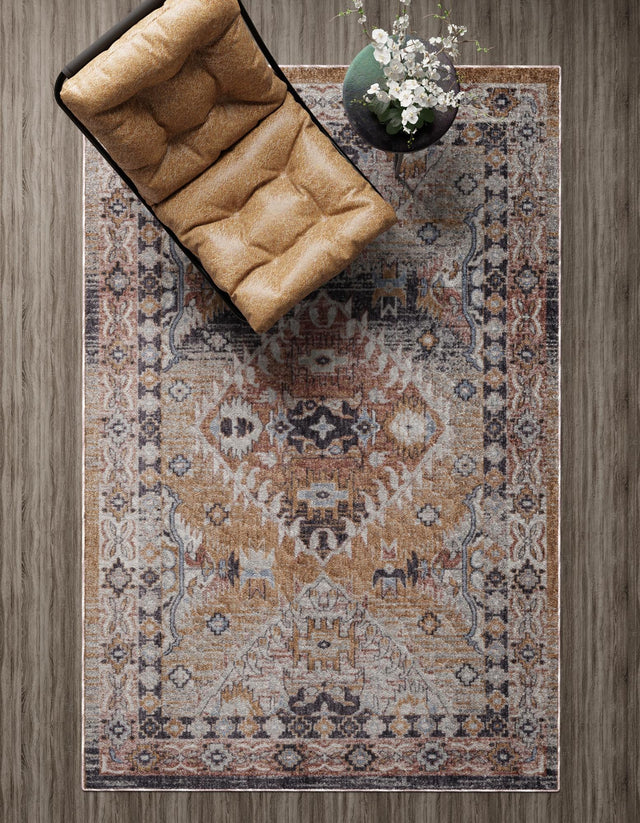 Khaki Gray 4' x 6' Eco Southwestern Rectangle Area Rug 100% Recycled Space Dyed Polyester With Cotton Backing Carpet for Natural Home Decor for Sale at Rug Engine