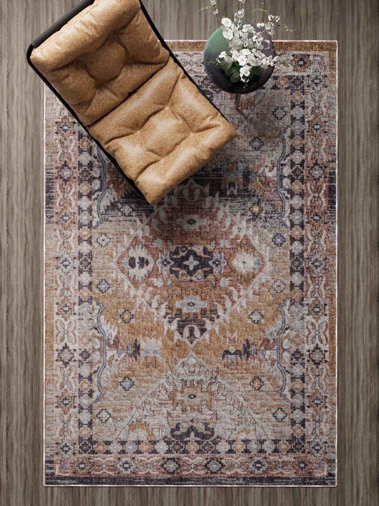 Khaki Gray 7' 10 x 10' Eco Southwestern Rectangle Area Rug 100% Recycled Space Dyed Polyester With Cotton Backing Carpet for Natural Home Decor for Sale at Rug Engine