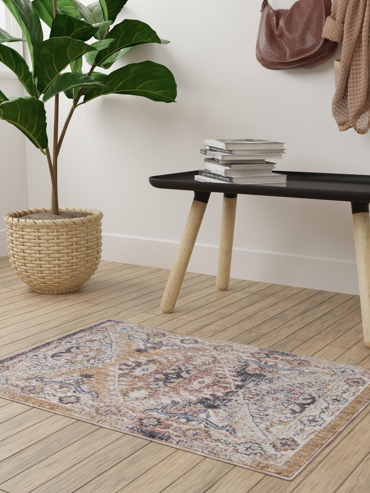 Khaki Gray 5' 3 x 8' Eco Southwestern Rectangle Area Rug 100% Recycled Space Dyed Polyester With Cotton Backing Carpet for Natural Home Decor for Sale at Rug Engine