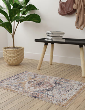 Khaki Gray 4' x 6' Eco Southwestern Rectangle Area Rug 100% Recycled Space Dyed Polyester With Cotton Backing Carpet for Natural Home Decor for Sale at Rug Engine