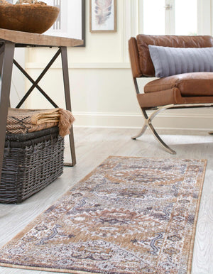 Khaki Gray 2' x 6' Eco Southwestern Runner Area Rug 100% Recycled Space Dyed Polyester With Cotton Backing Carpet for Natural Home Decor for Sale at Rug Engine