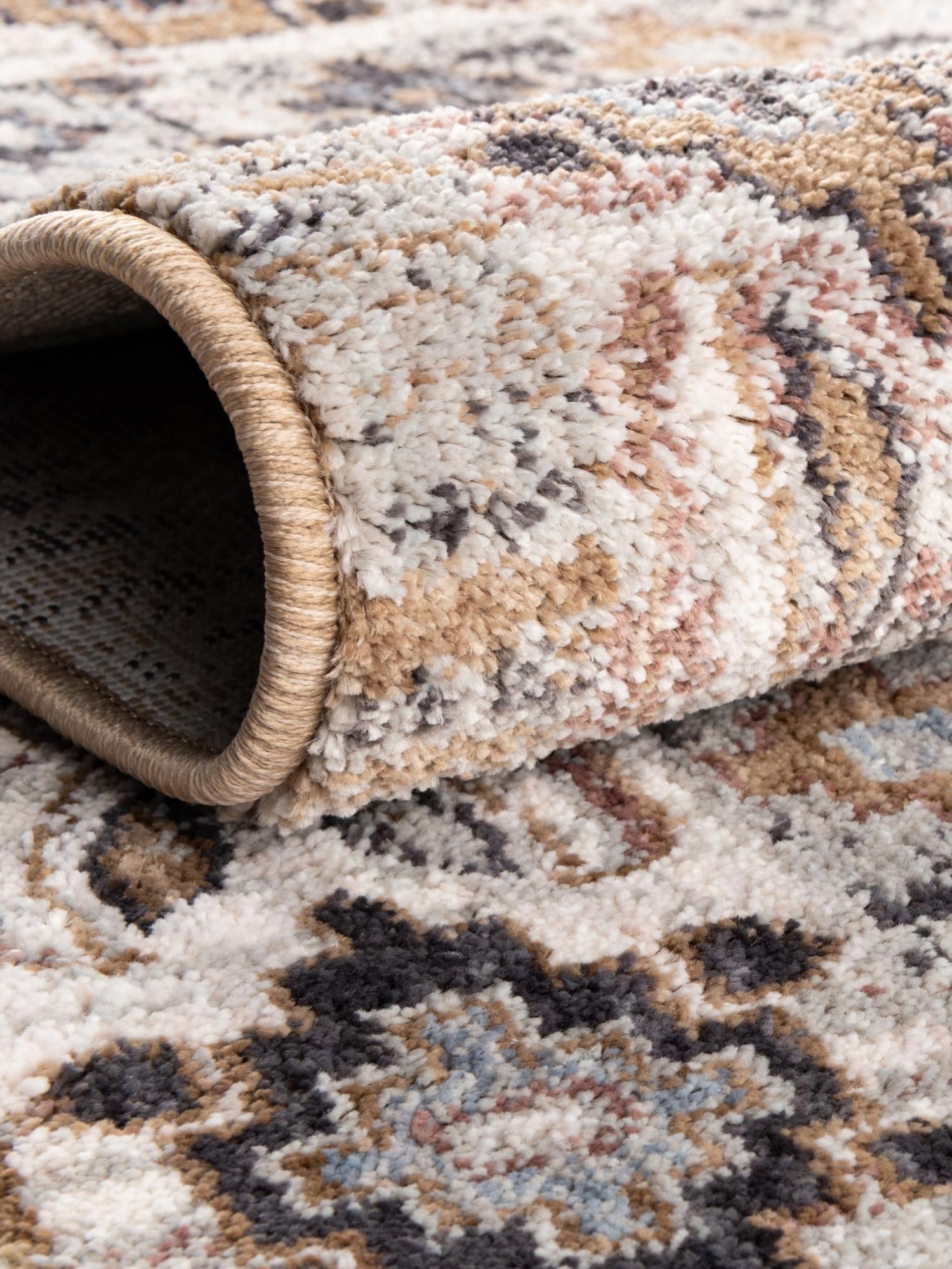 Khaki Gray 2' x 8' Eco Southwestern Runner Area Rug 100% Recycled Space Dyed Polyester With Cotton Backing Carpet for Natural Home Decor for Sale at Rug Engine