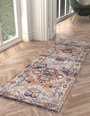 Khaki Gray 2' x 6' Eco Southwestern Runner Area Rug 100% Recycled Space Dyed Polyester With Cotton Backing Carpet for Natural Home Decor for Sale at Rug Engine