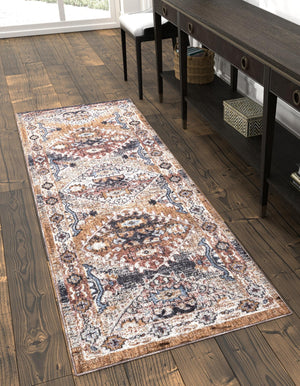 Khaki Gray 2' x 6' Eco Southwestern Runner Area Rug 100% Recycled Space Dyed Polyester With Cotton Backing Carpet for Natural Home Decor for Sale at Rug Engine