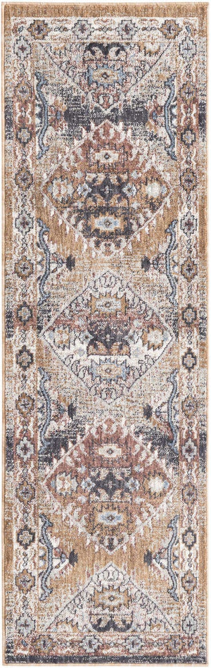 Khaki Gray 2' x 6' Eco Southwestern Runner Area Rug 100% Recycled Space Dyed Polyester With Cotton Backing Carpet for Natural Home Decor for Sale at Rug Engine