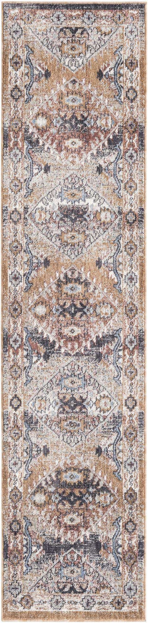 Khaki Gray 2' x 8' Eco Southwestern Runner Area Rug 100% Recycled Space Dyed Polyester With Cotton Backing Carpet for Natural Home Decor for Sale at Rug Engine