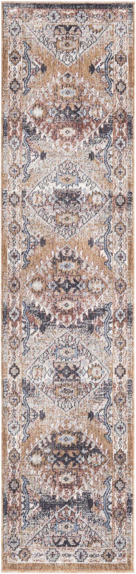 Khaki Gray 2' x 8' Eco Southwestern Runner Area Rug 100% Recycled Space Dyed Polyester With Cotton Backing Carpet for Natural Home Decor for Sale at Rug Engine