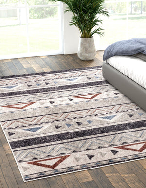 Gray 10' x 13' Eco Southwestern Rectangle Area Rug 100% Recycled Space Dyed Polyester With Cotton Backing Carpet for Natural Home Decor for Sale at Rug Engine
