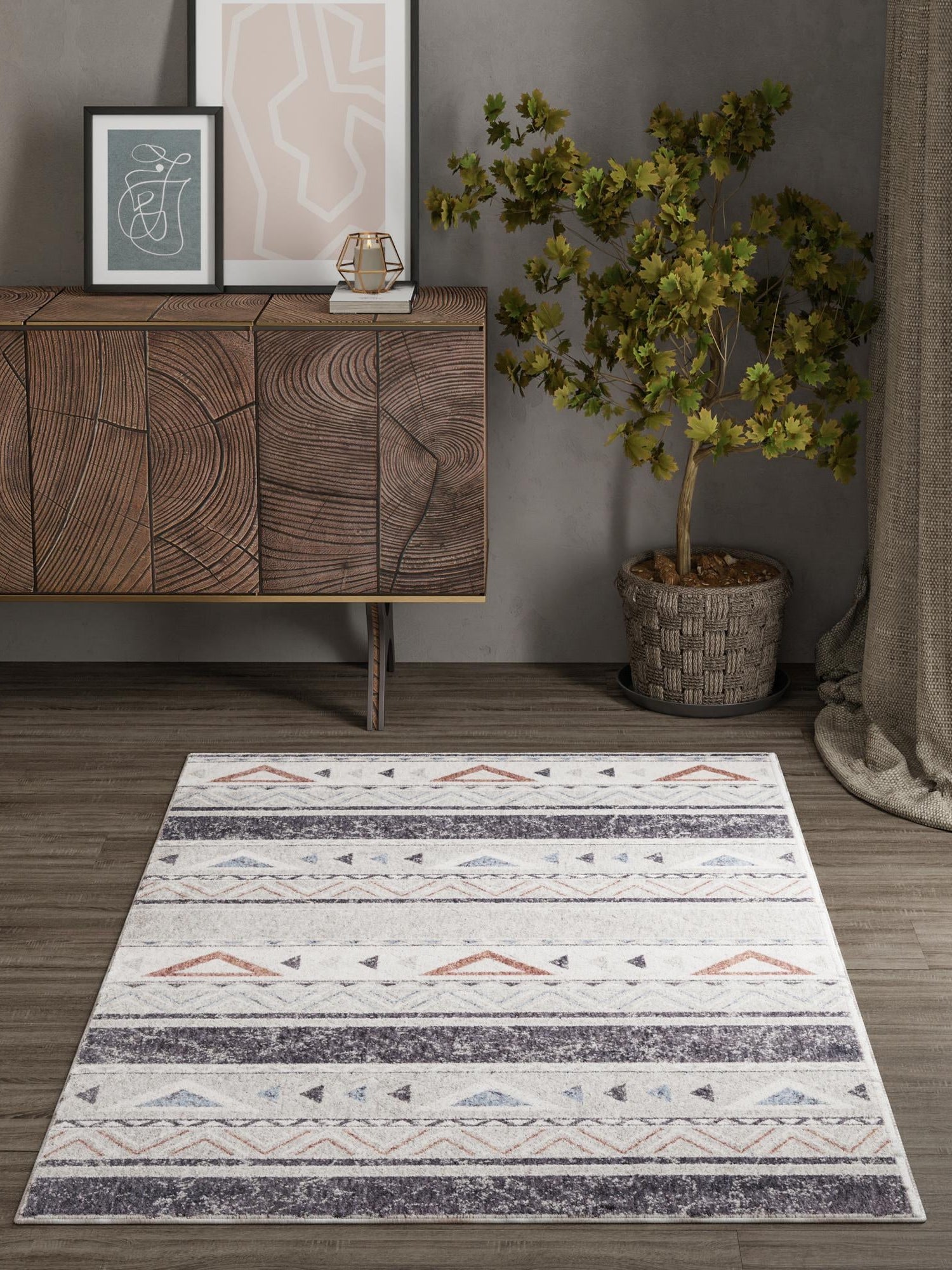 Gray 2' x 3' Eco Southwestern Rectangle Area Rug 100% Recycled Space Dyed Polyester With Cotton Backing Carpet for Natural Home Decor for Sale at Rug Engine