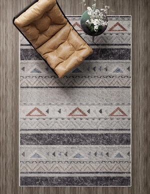 Gray 4' x 6' Eco Southwestern Rectangle Area Rug 100% Recycled Space Dyed Polyester With Cotton Backing Carpet for Natural Home Decor for Sale at Rug Engine