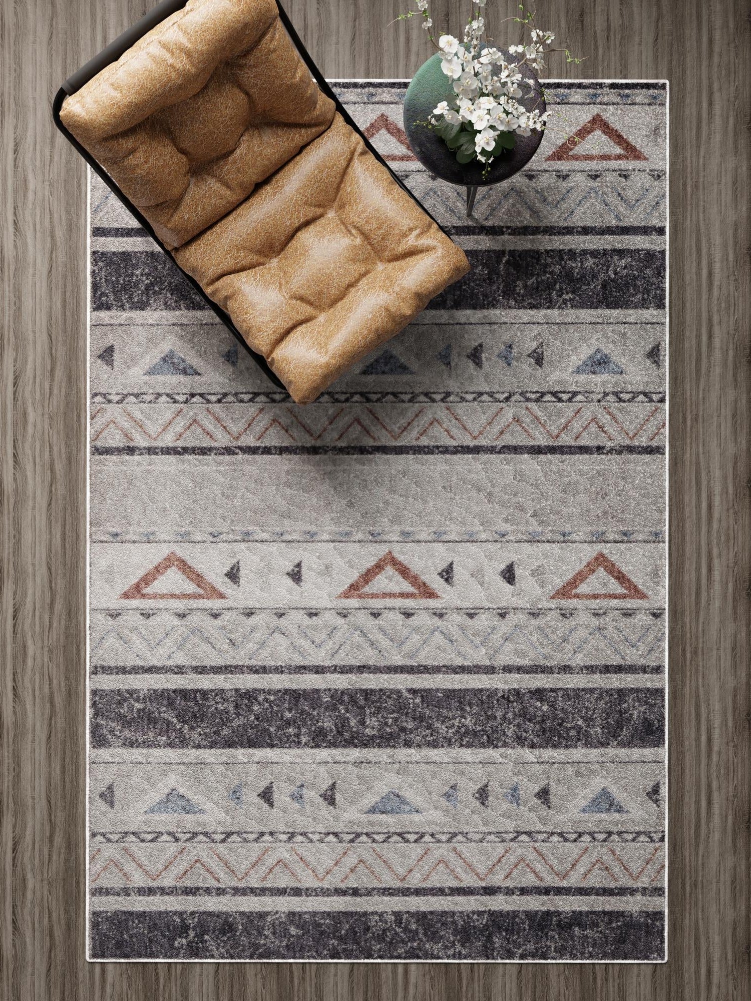 Gray 10' x 13' Eco Southwestern Rectangle Area Rug 100% Recycled Space Dyed Polyester With Cotton Backing Carpet for Natural Home Decor for Sale at Rug Engine