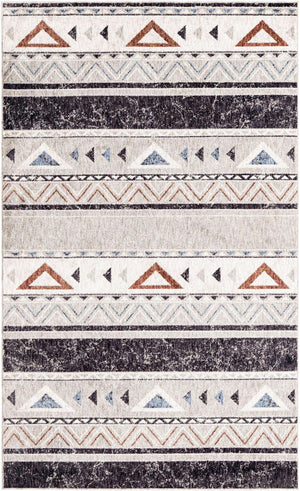 Gray 5' 3 x 8' Eco Southwestern Rectangle Area Rug 100% Recycled Space Dyed Polyester With Cotton Backing Carpet for Natural Home Decor for Sale at Rug Engine
