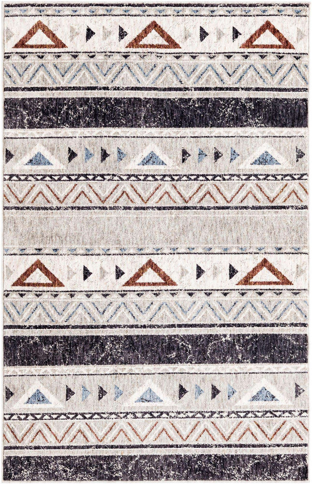 Gray 4' x 6' Eco Southwestern Rectangle Area Rug 100% Recycled Space Dyed Polyester With Cotton Backing Carpet for Natural Home Decor for Sale at Rug Engine