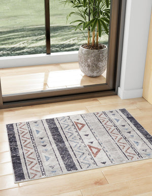 Gray 10' x 13' Eco Southwestern Rectangle Area Rug 100% Recycled Space Dyed Polyester With Cotton Backing Carpet for Natural Home Decor for Sale at Rug Engine