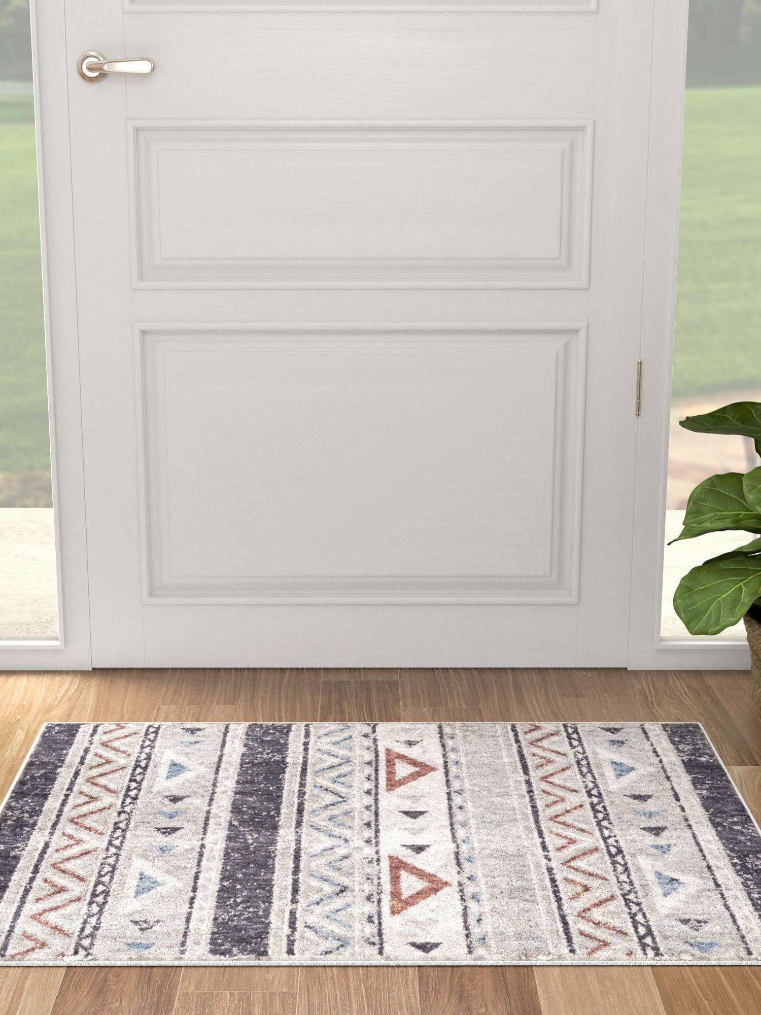Gray 10' x 13' Eco Southwestern Rectangle Area Rug 100% Recycled Space Dyed Polyester With Cotton Backing Carpet for Natural Home Decor for Sale at Rug Engine