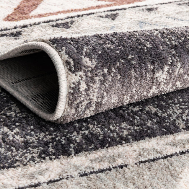 Gray 3' 3 x 3' 3 Eco Southwestern Round Area Rug 100% Recycled Space Dyed Polyester With Cotton Backing Carpet for Natural Home Decor for Sale at Rug Engine